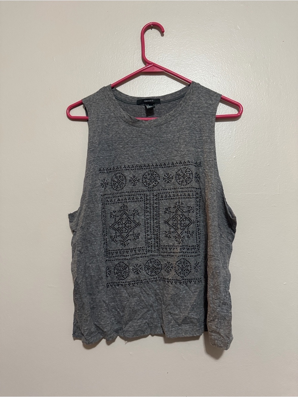 Forever 21 Charcoal Gray Graphic Muscle Tank